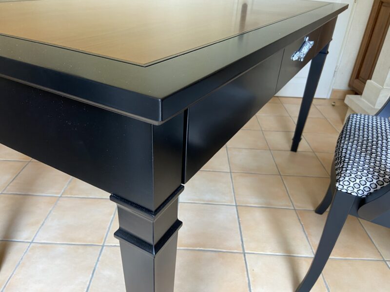 Bureau stendhal merisier laque noire meuble chalon 07 26 07500 26000 ardeche drome bois massif (2)