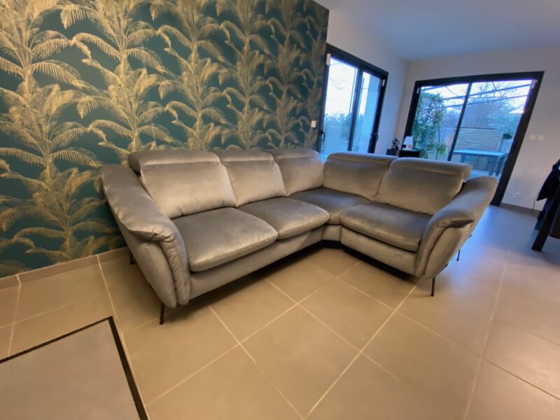 Canapé relax angle electrique velour gris contemporain meubles chalon 07 26 ardeche drome guilherand valence (2)