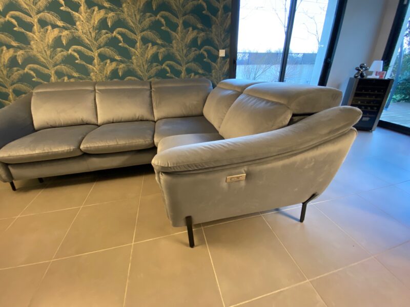 Canapé relax angle electrique velour gris contemporain meubles chalon 07 26 ardeche drome guilherand valence (3)