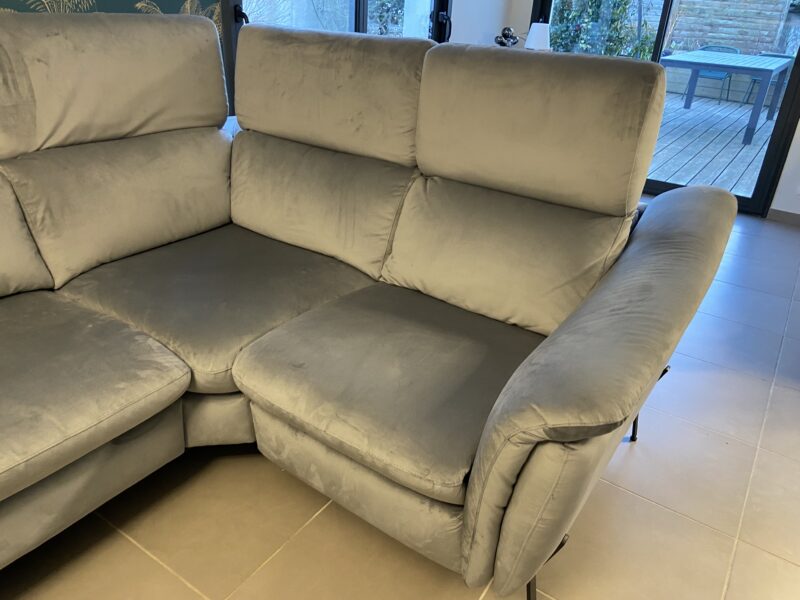 Canapé relax angle electrique velour gris contemporain meubles chalon 07 26 ardeche drome guilherand valence (8)