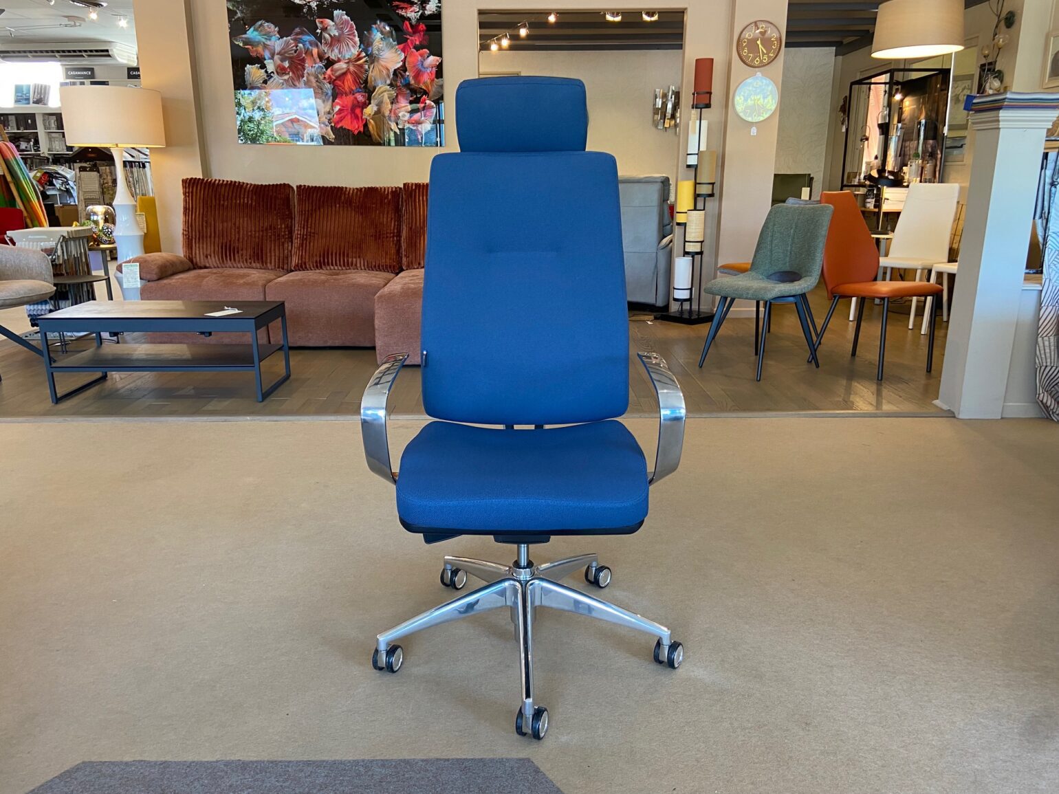 Fauteuil de bureau contemporain haut de gamme métal et tissu fabrication Française haut de gamme meuble chalon 07 26 navailles (1)