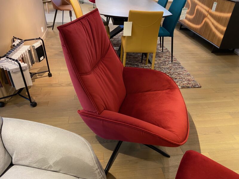 Fauteuil relax de kebe velour rouge meuble chalon 07 26 07500 26000 contemporain confort (2)