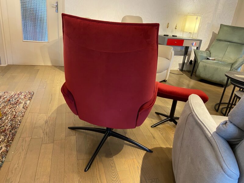 dos Fauteuil relax de kebe velour rouge meuble chalon 07 26 07500 26000 contemporain confort (2)