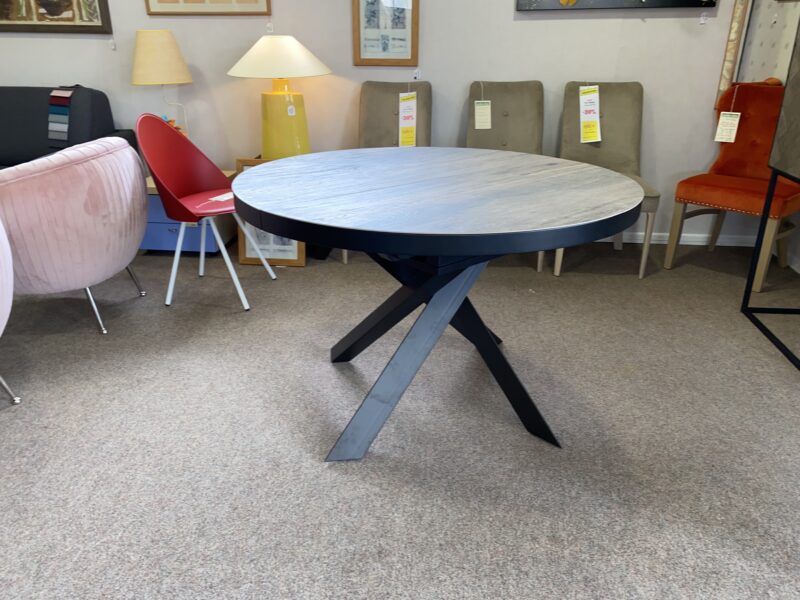 Table céramique ronde DIANA de GALEA piétement métal noir 1 allonge incorporé meubles chalon valence guilherand 26 07 (1)