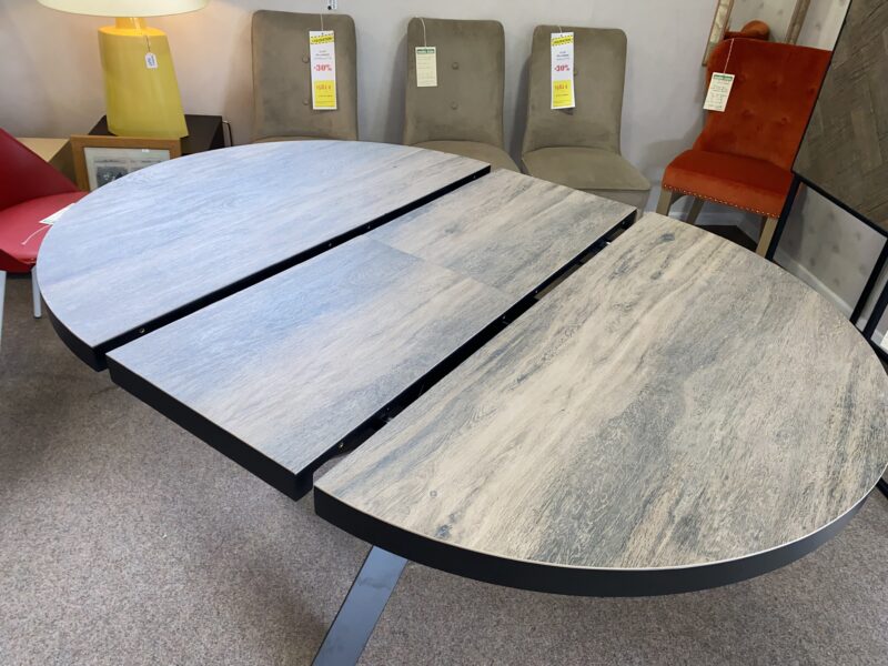 système d'allonge Table céramique ronde DIANA de GALEA piétement métal noir 1 allonge incorporé meubles chalon valence guilherand 26 07