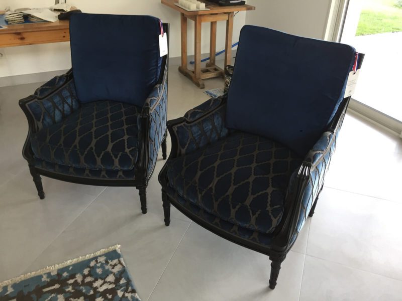 Bergères velour bleu