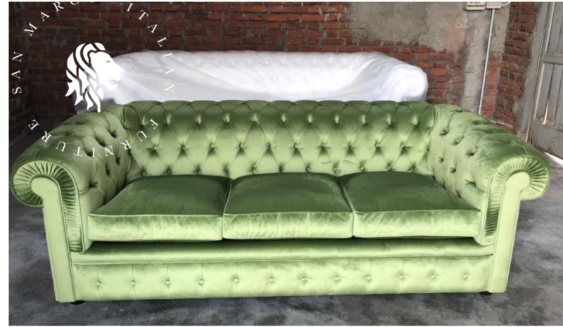 Chesterfield canapé tissus velour