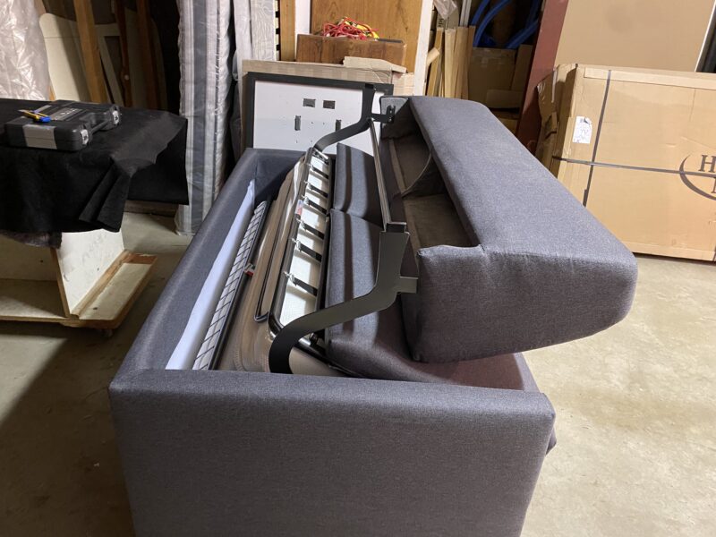ouverture coté accoudoir canapé convertible rapido TEO de VITARELAX tissu gris matelas 13 cm meubles chalon contemporain pas cher (1)