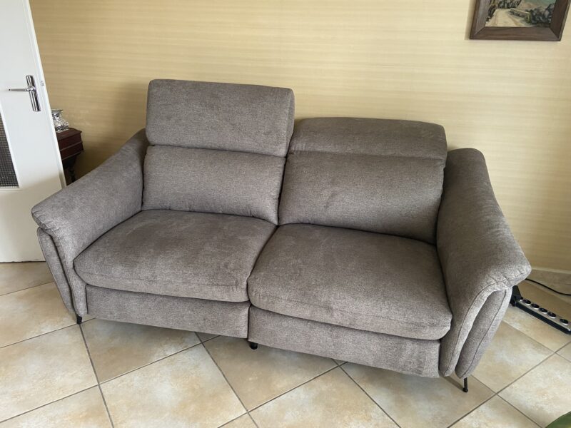 canapé relax electrique têtière réglable tissu gris grand confort meubles chalon 07500 26000 valence guilherand ardeche drome (1)