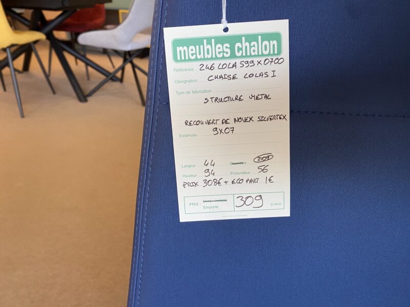 Chaise lola de airnova recouvert de silvertex bleu