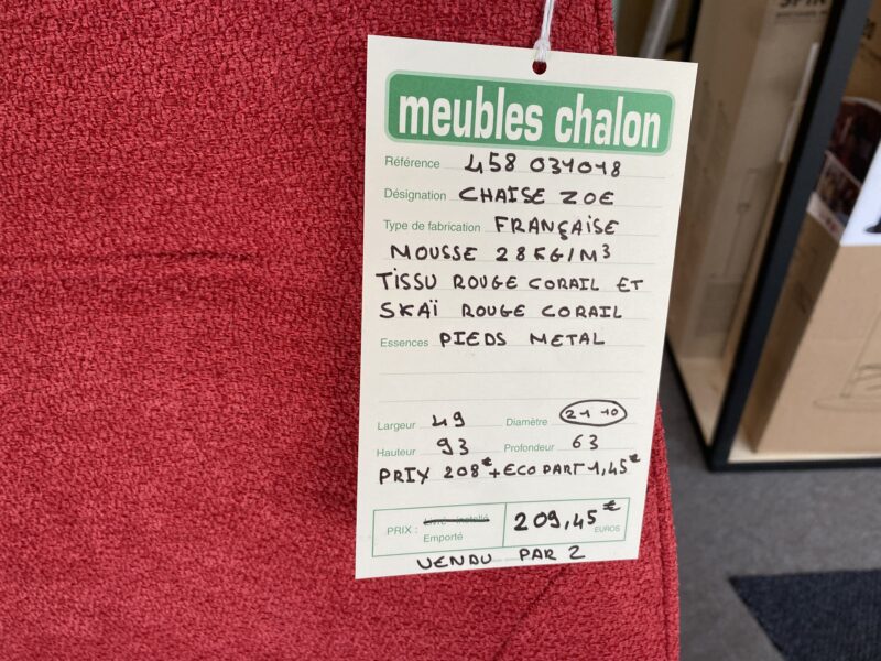 Chaise zoé tissu et métal
