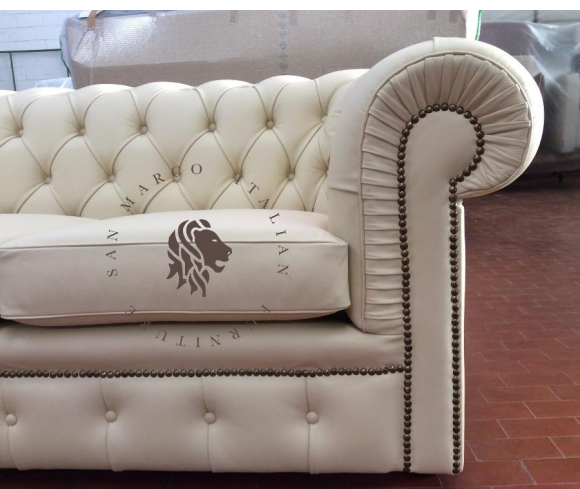 canape chesterfield angle cuir blanc