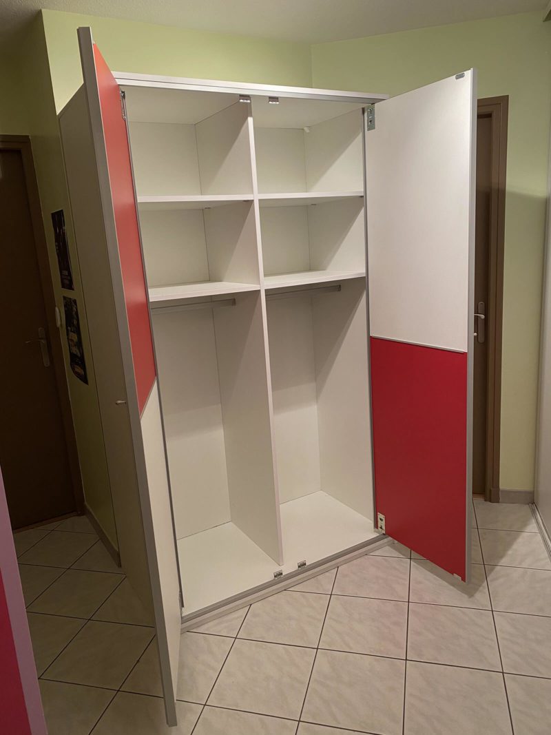 Dressing 2 portes pivotantes blanc orange rouge