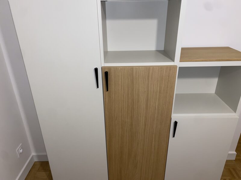 Ensemble contemporain d'éléments modulable laque et décor bois 3 niveaux