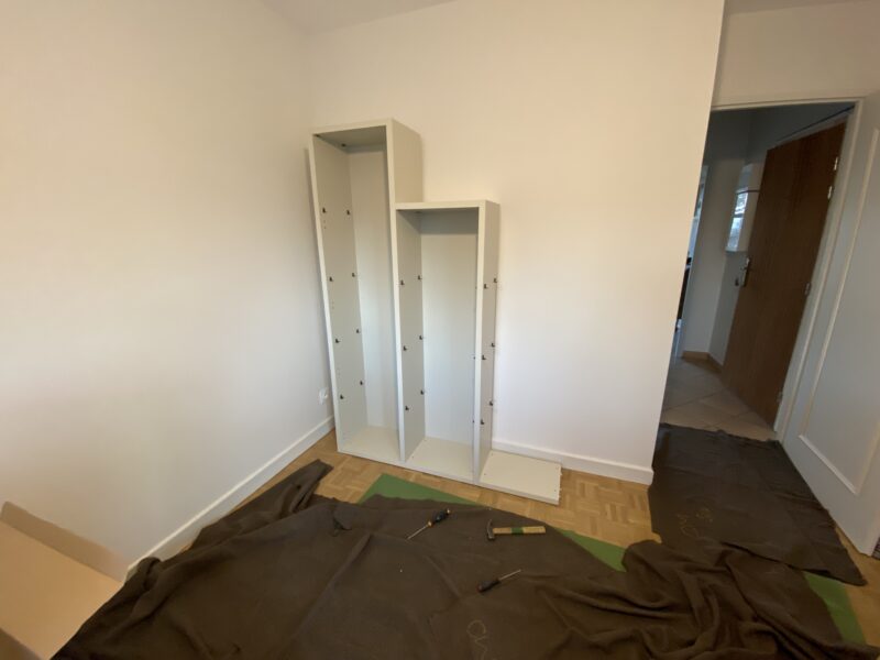 Ensemble contemporain d'éléments modulable laque et décor bois 3 niveaux