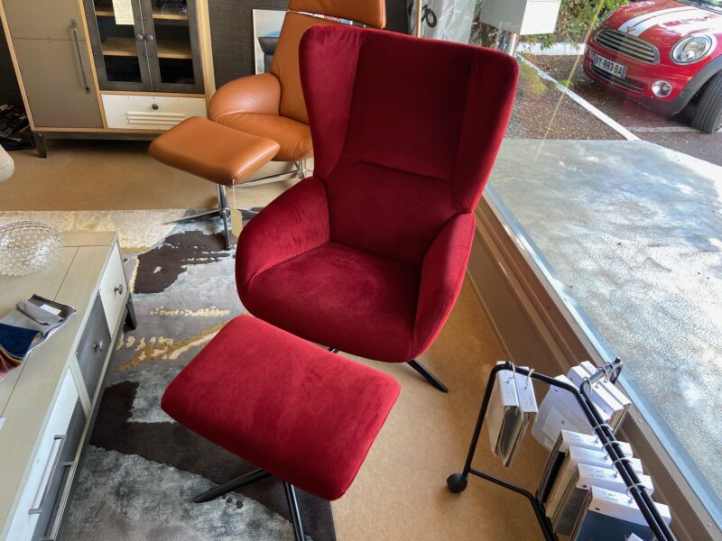 fauteuil relax velour bordeau de KEBE pivotant meubles chalon valence guilherand 26 07 (1)