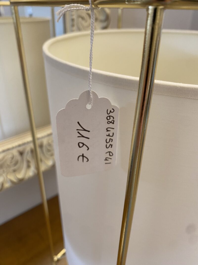 Lampe a poser cage doré abat-jour blanc