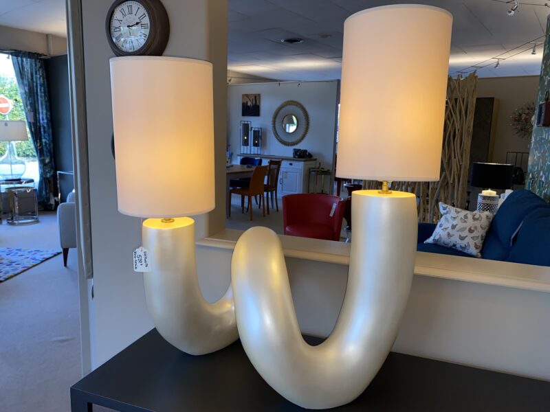 Lampe double pieds crème design