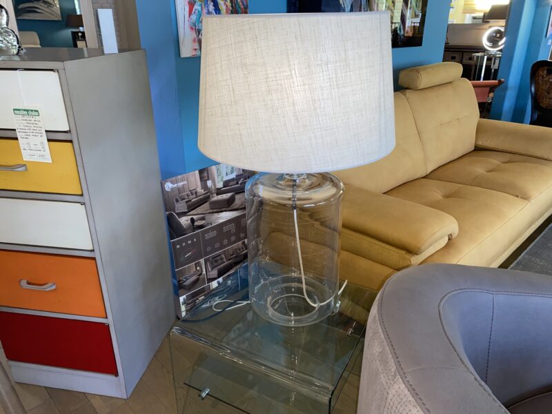 Lampe en verre abat-jour tissé