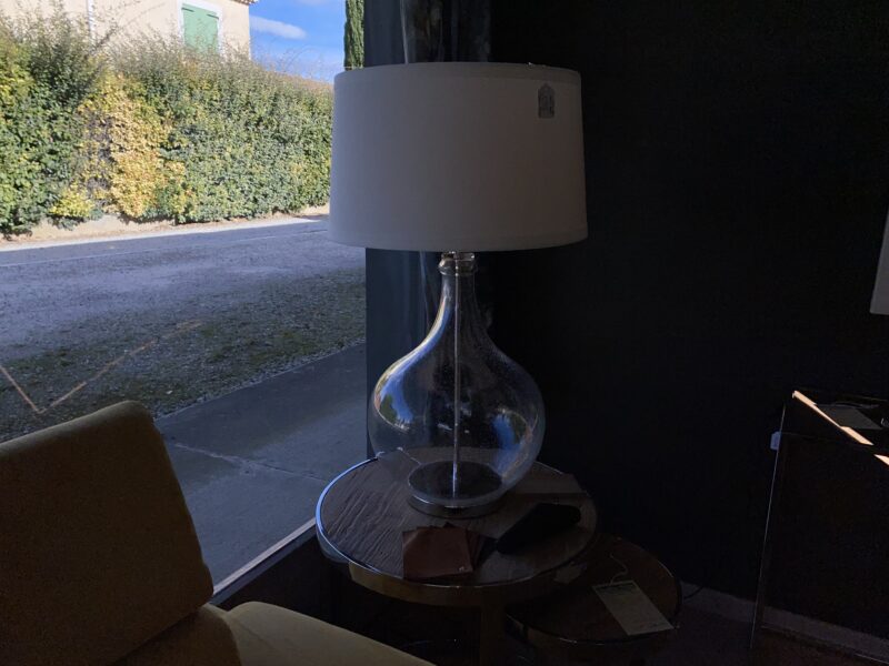 Lampe verre et abat-jour blanc 