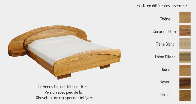 Lit vénus de TAGLAN bois massif essence aux choix