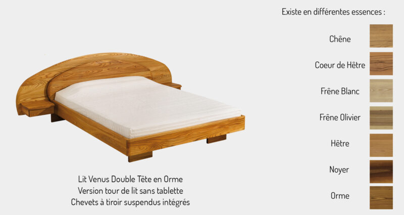 Lit vénus de TAGLAN bois massif essence aux choix