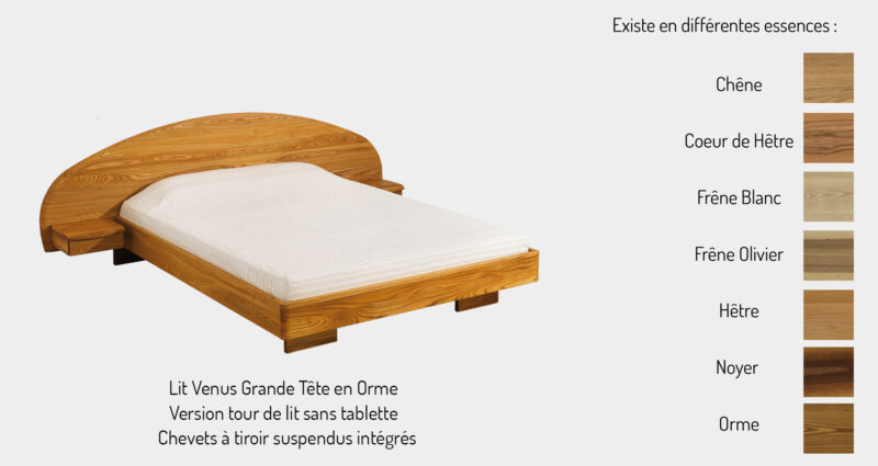 Lit vénus de TAGLAN bois massif essence aux choix