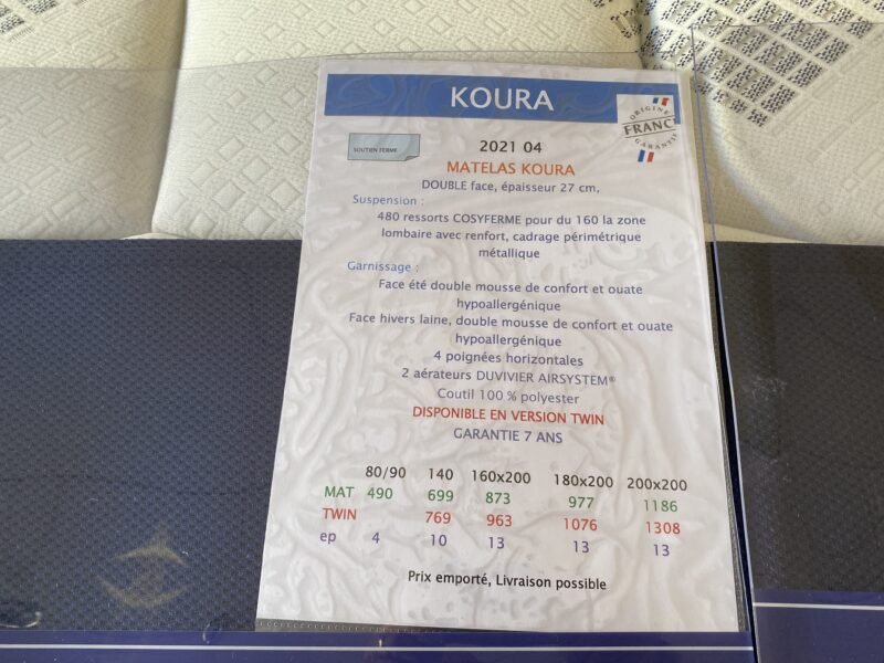 Matelas koura de DUVIVIER ressorts traditionnel confort ferme