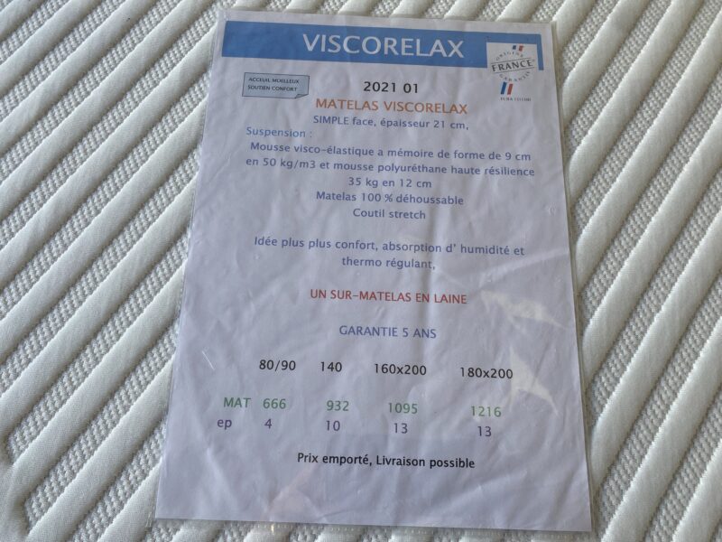 Matelas viscorelax mousse visco-élastique