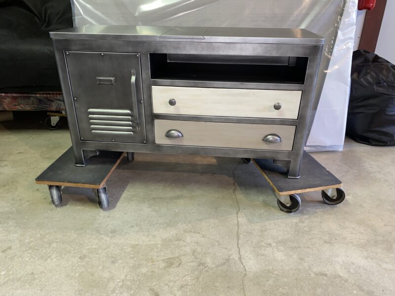 Meuble tv indus 1 porte 2 tiroirs
