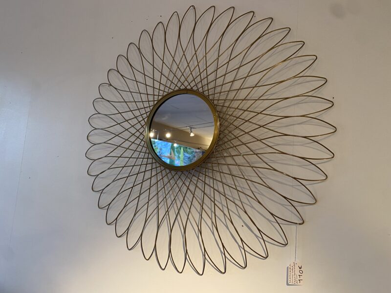 Miroir sculpture fil doré