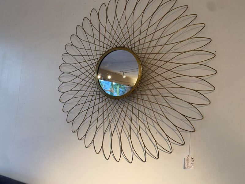 Miroir sculpture fil doré
