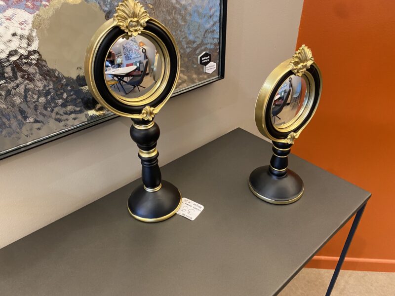 Miroirs sur pieds noir et doré
