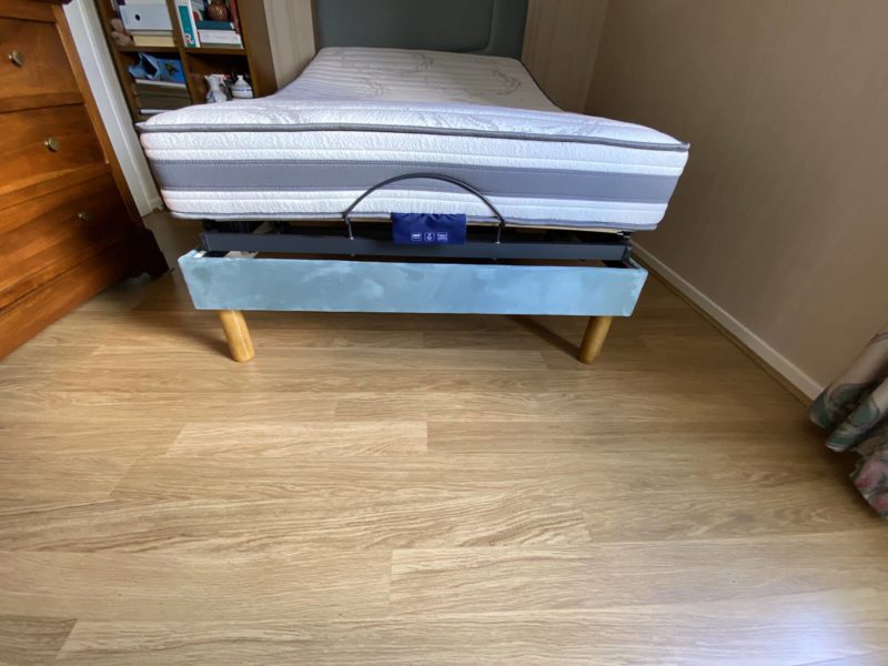 Tête de lit et sommier assorti microfibre gris bleu