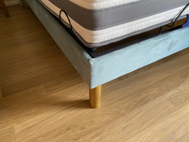 Tête de lit et sommier assorti microfibre gris bleu