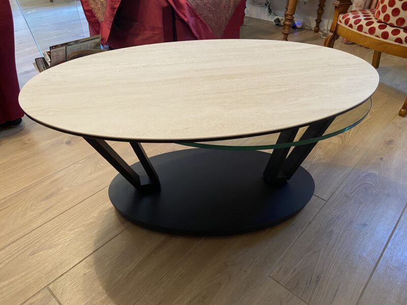 table basse loop double plateau céramique verre métal, pivotante, meubles chalon 07500 26000 ardeche drome 07 26 (2)