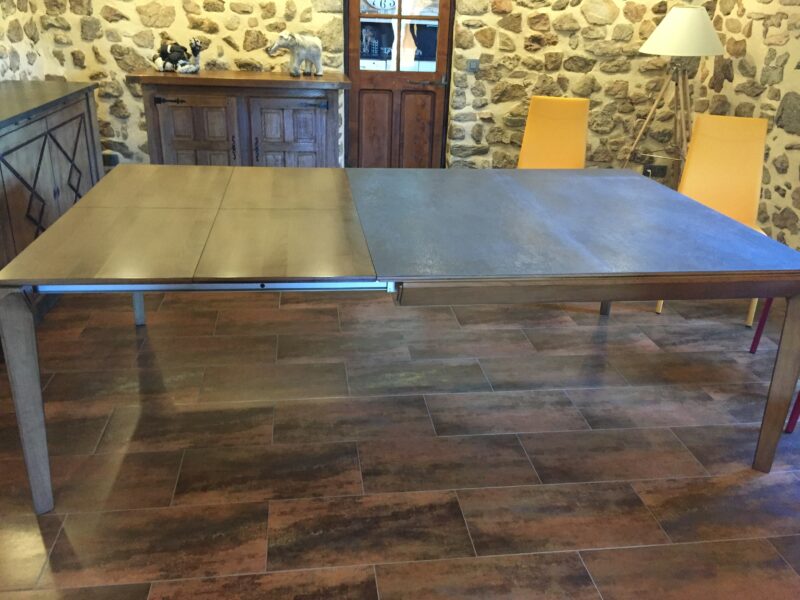 table carré 140 x 140 céramique et chêne avec 2 allonges de dasras meubles chalon (3)