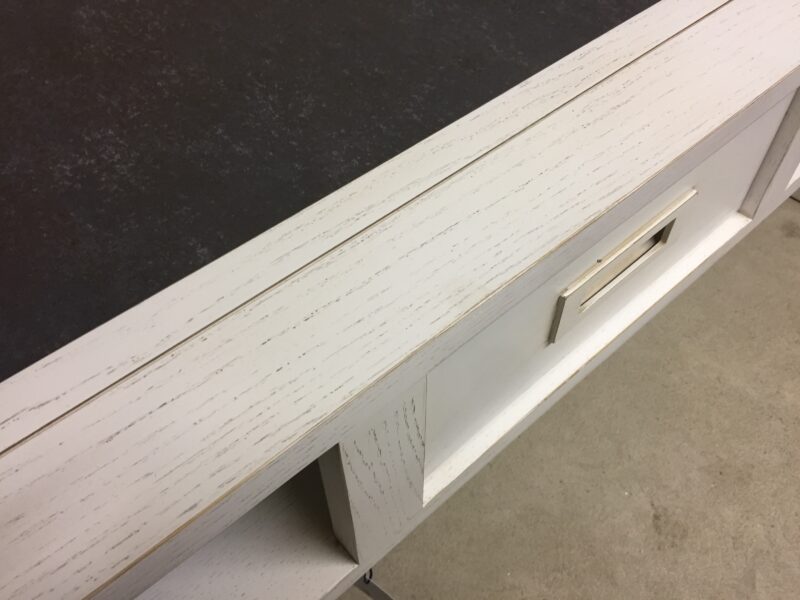 table de salon chene massif 1 tiroir traversant laque blanc céramique grise moderne de dasras meubles chalon 07500
