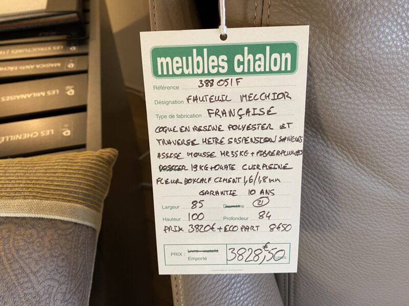 tarif et dimension fauteuil melchior